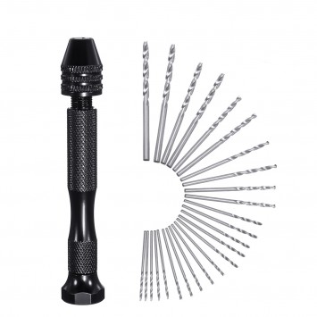 26 Pcs Precision Pin Vise Micro Mini Hand Twist Drill Bits Set