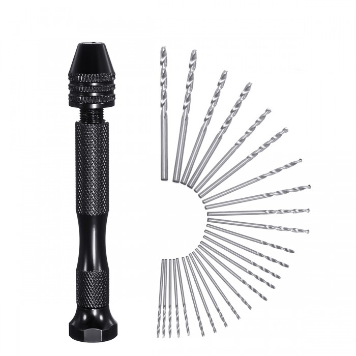 26 Pcs Precision Pin Vise Micro Mini Hand Twist Drill Bits Set