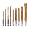 9pcs 3-13mm 1/4&#8243; Hex Shank HSS Titanium Woodworking Drill Hole Grooving Saw Teeth Drill Bit Set