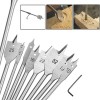 10pcs Wood Flat Drill Bit Set 6-32mm with 12 Inch Extension Shank and Hex Wrench