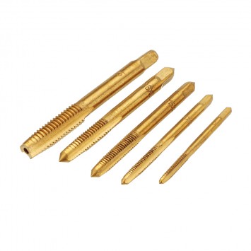 5pcs M3-M8 Steel Titanium Coated Machine Screw Plug Tap Straight Flute Hand Tap