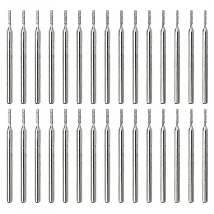 30pcs 3mm Shank Diamond Burr Bit Tools Kit Grinding Shank Carving Drill