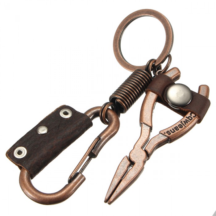 Metal Key Carabiner Key Holder Mini Shape Buckle Ring Keychain Leather