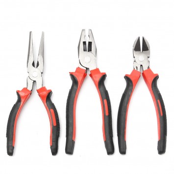 3Pcs 8inch inch Heavy Duty Long Nose Combination Cutter Plier All Purpose