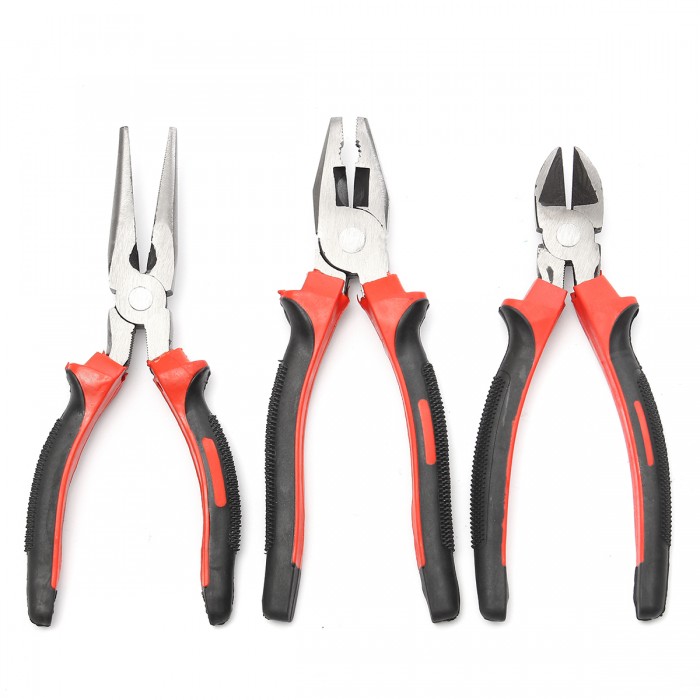 3Pcs 8inch inch Heavy Duty Long Nose Combination Cutter Plier All Purpose